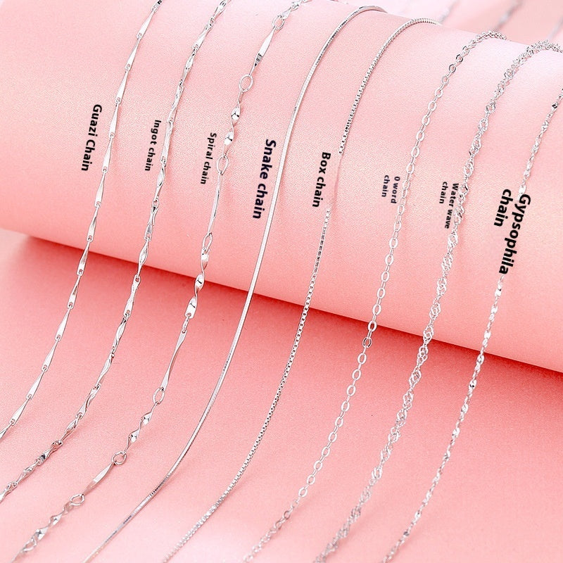 925 Silver Clavicle Chain Melon Seeds Ingot Snake Bone Starry Sky O-word Simple