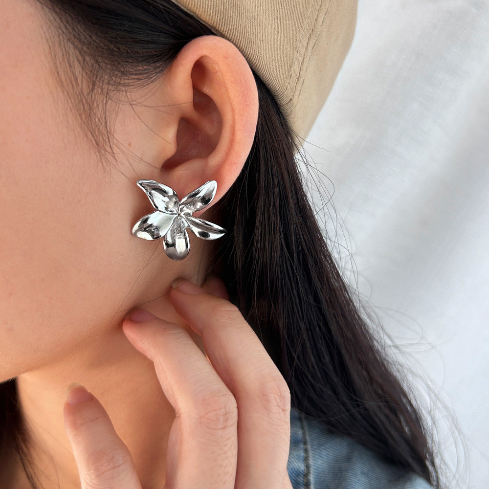 Women's All-match Fashionable Golden Flower Earrings