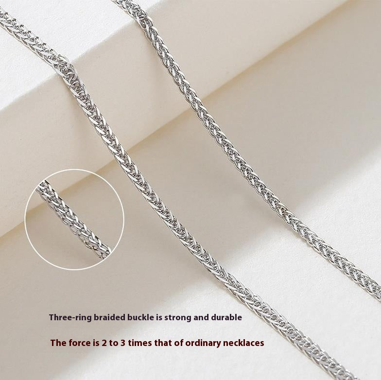 S925 Sterling Silver Necklace Electroplated White Gold Color Snake Bones Chain