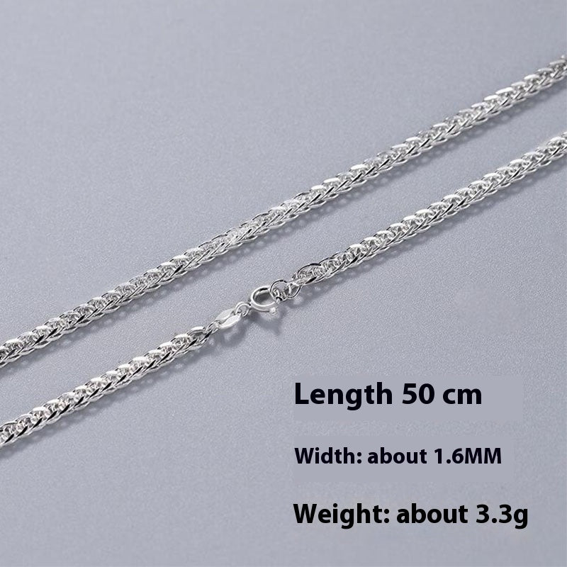 S925 Sterling Silver Necklace Electroplated White Gold Color Snake Bones Chain