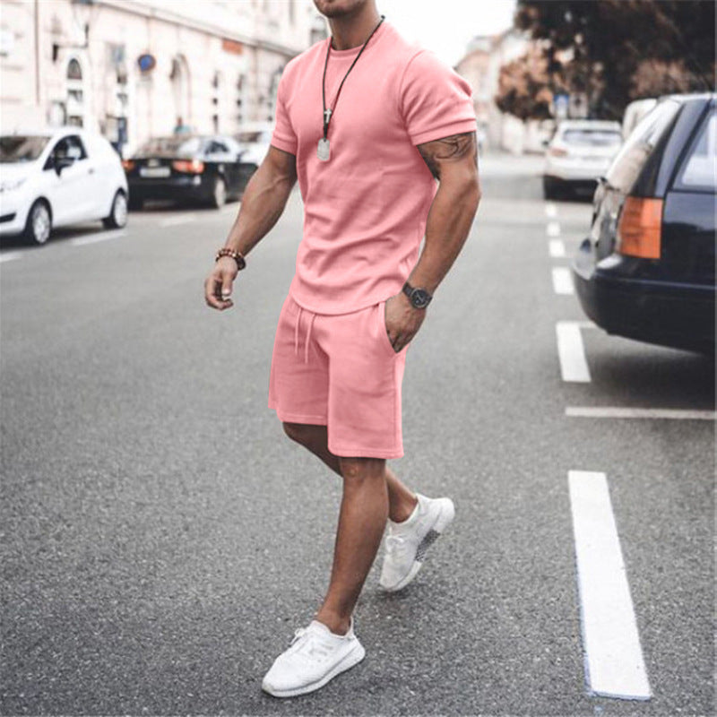 Casual Youth Thin Round Neck Short Sleeve T-shirt Casual Sports Suit