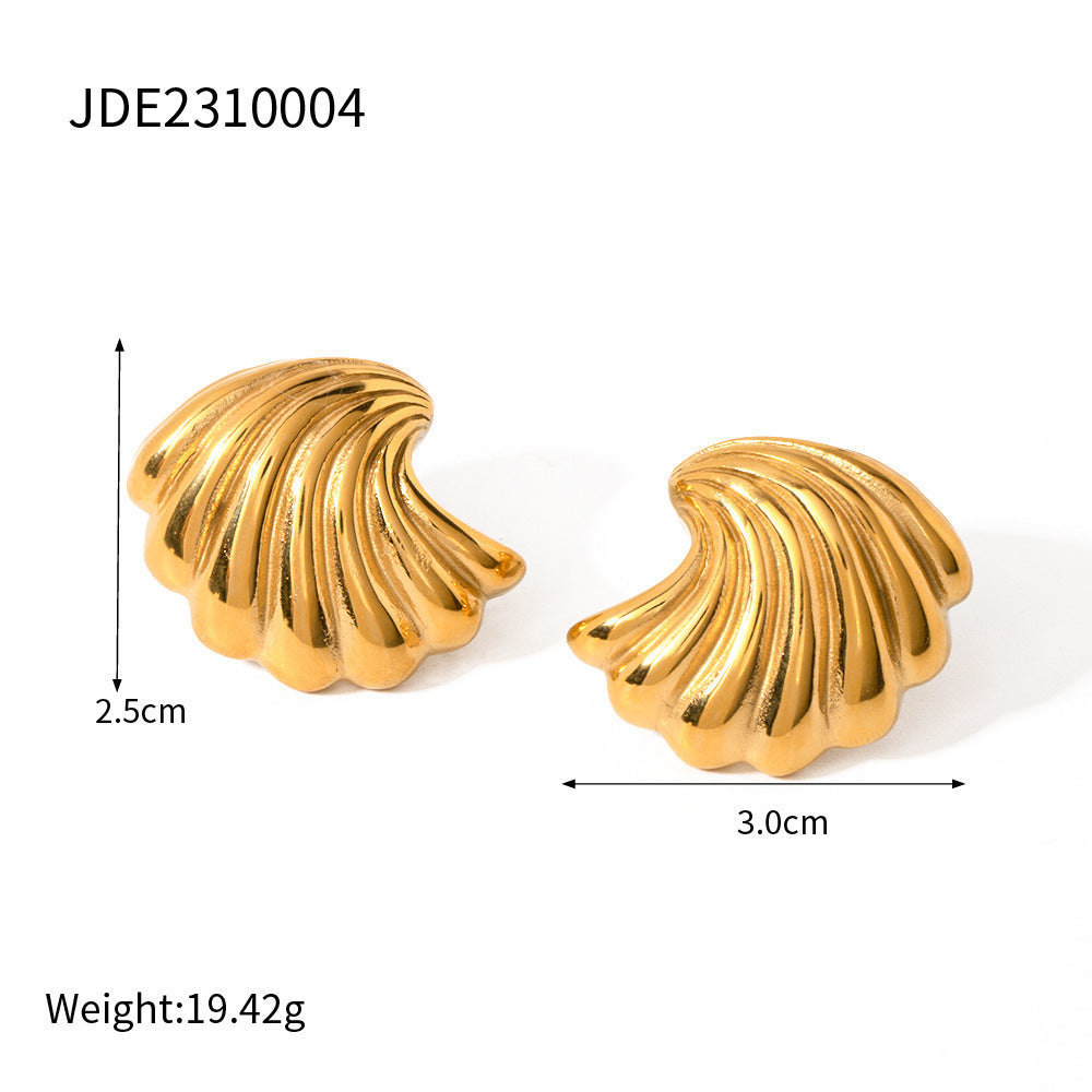 18K Gold Stainless Steel Shell Earrings All-match Fashion Earrings