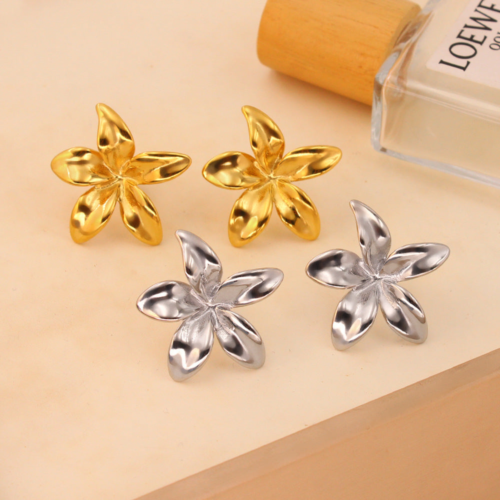 Women's All-match Fashionable Golden Flower Earrings