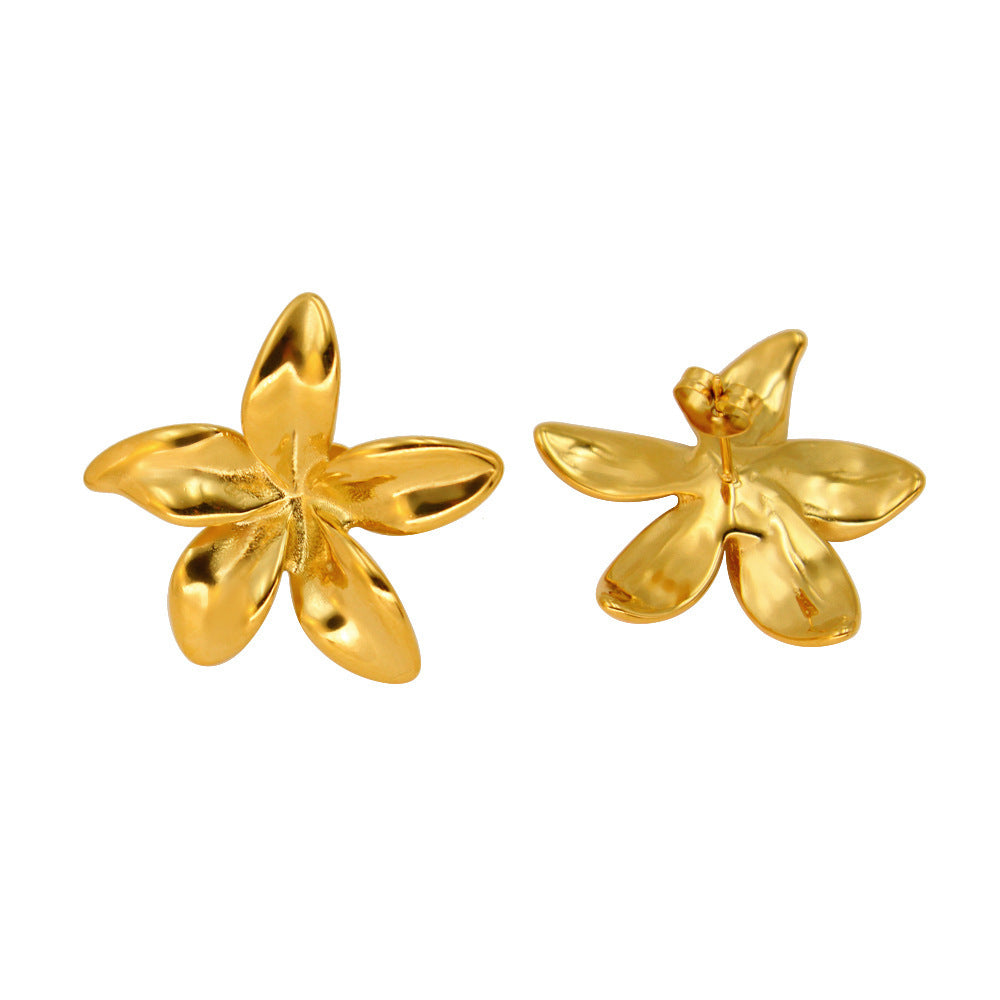 Women's All-match Fashionable Golden Flower Earrings