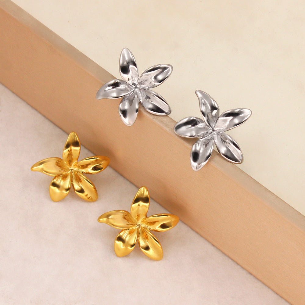 Women's All-match Fashionable Golden Flower Earrings
