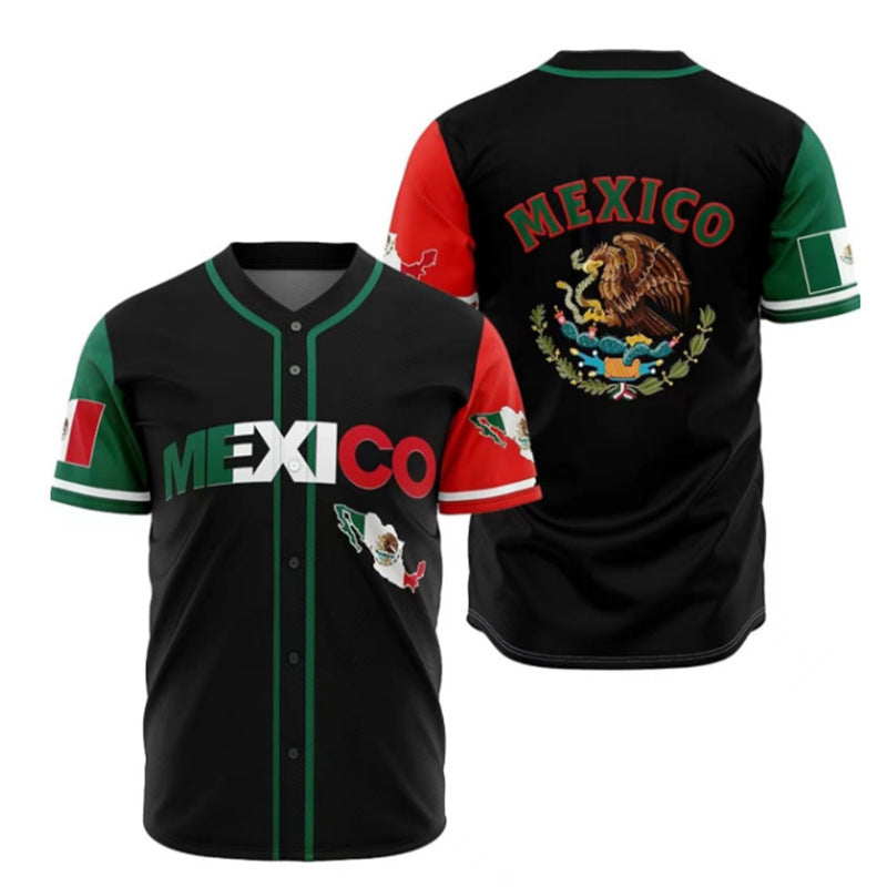 Baseball Uniform Short Sleeve Mexico Team T-shirt