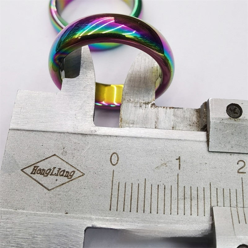 6MM Haematite Hematite Plated Rainbow Ring