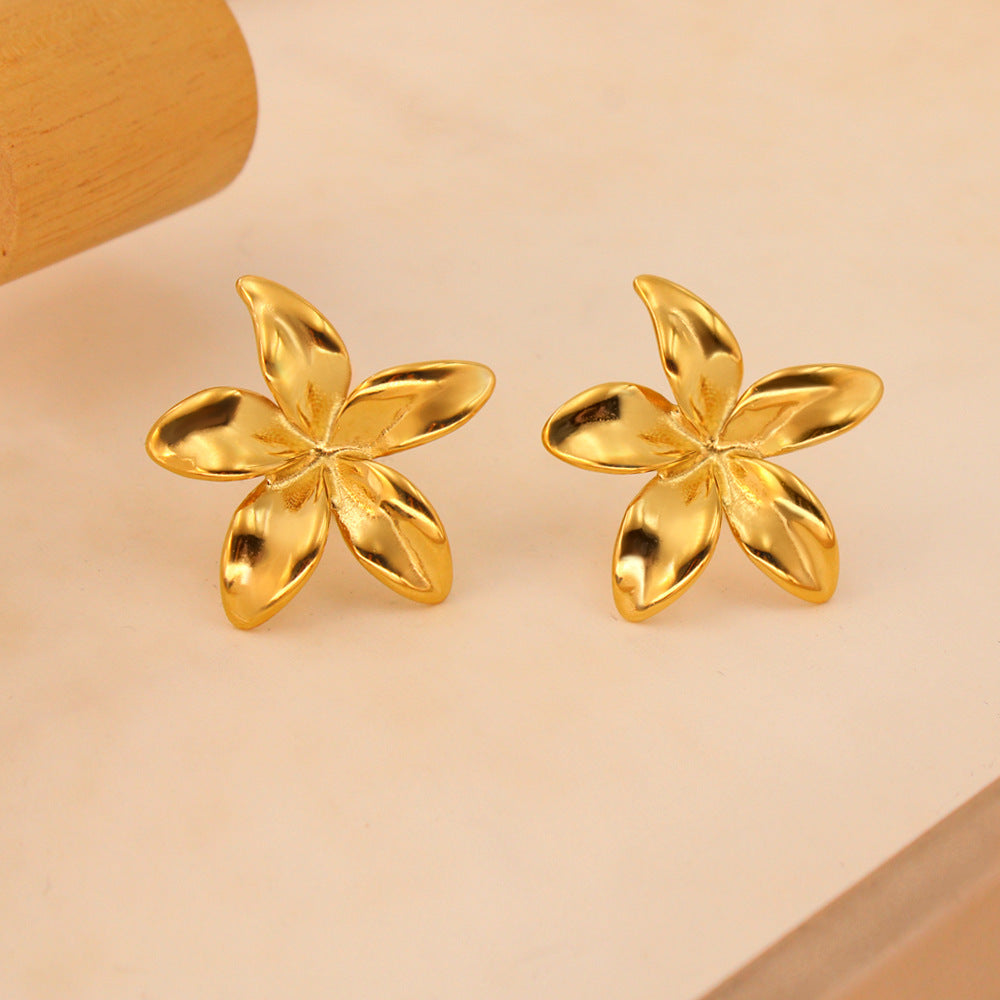 Women's All-match Fashionable Golden Flower Earrings