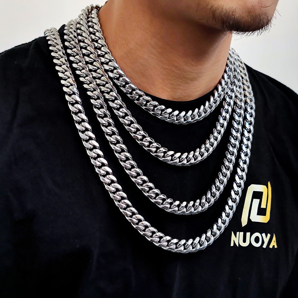European Hip Hop Titanium Steel Necklace Ornament Stainless Steel Cuban Link Chain