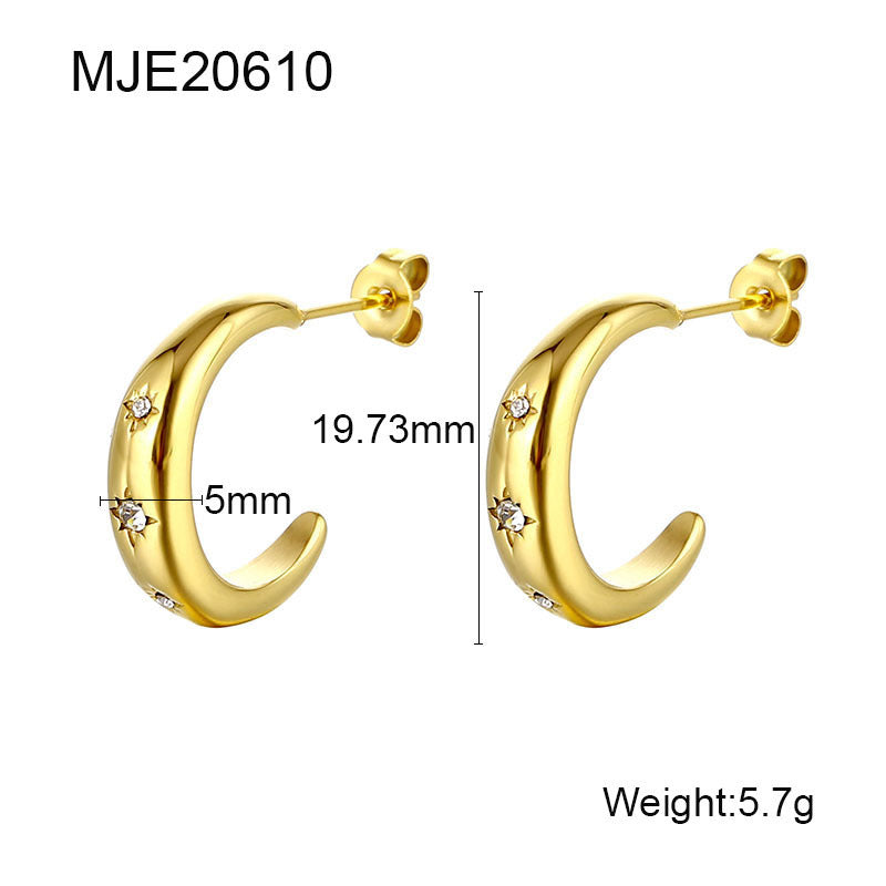 Light Luxury C- Shaped Stainless Steel Studs