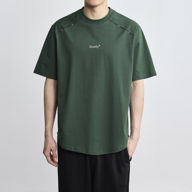 Simple Letter Embroidered Crew Neck T-shirt Fashion Loose