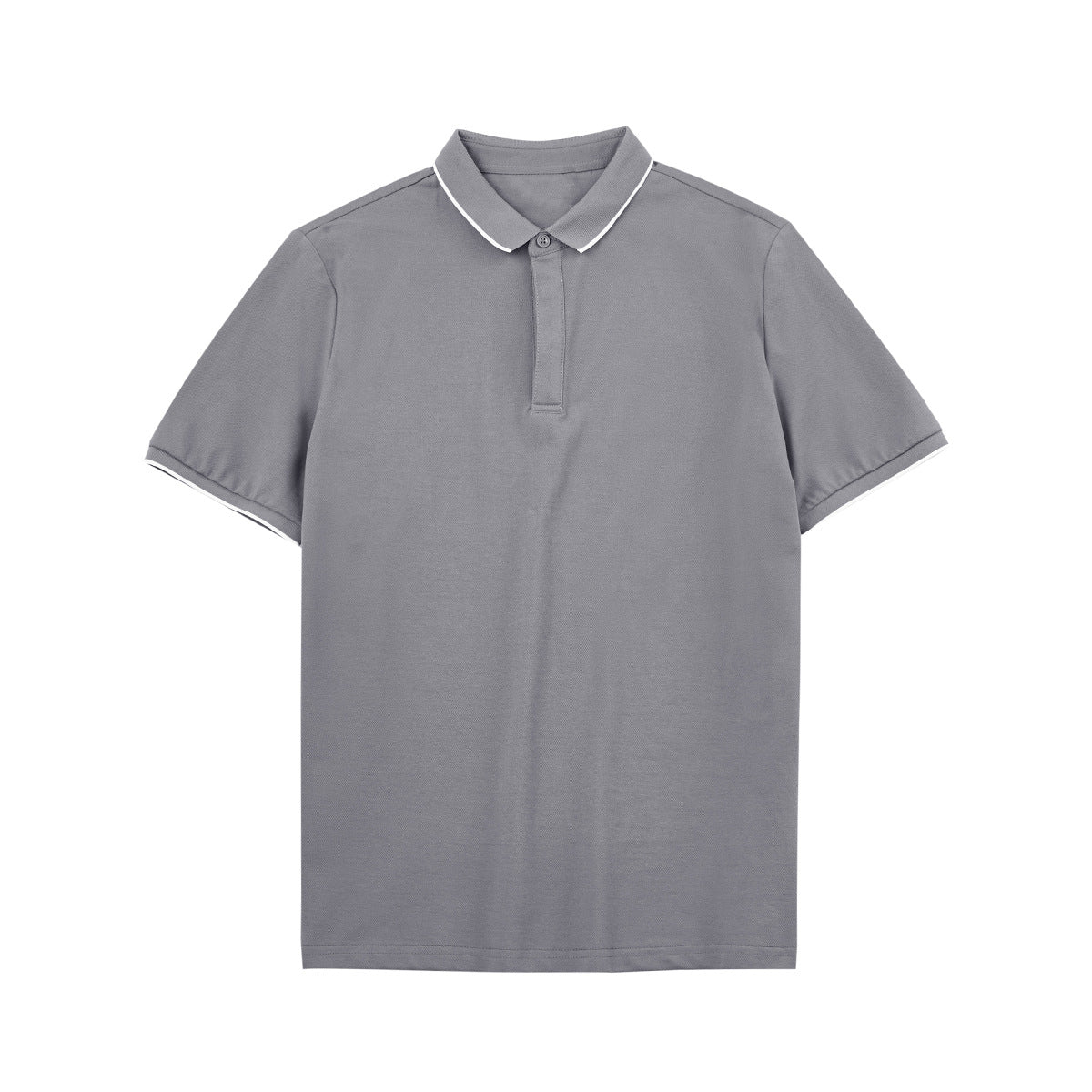 Simple Short-sleeved Polo Shirt Striped Contrast Color Lapels