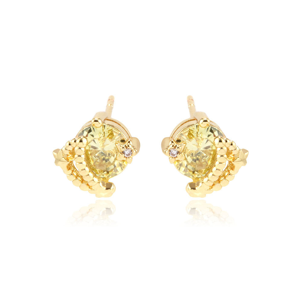 Creative XINGX Earrings Ins 18K Gold Zircon Cute Style Earrings