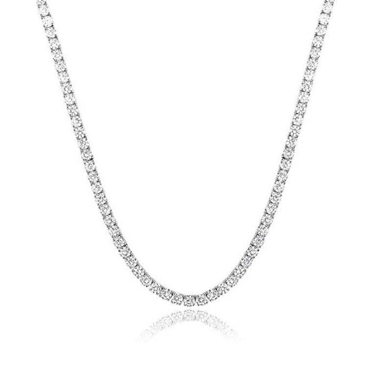 18K White Gold Plated 4 Claw Zircon Tennis Necklace Necklace Fashion