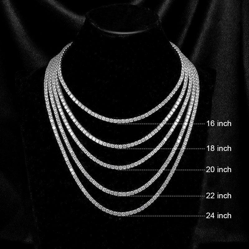 18K White Gold Plated 4 Claw Zircon Tennis Necklace Necklace Fashion