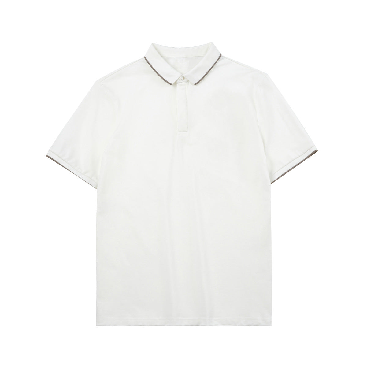 Simple Short-sleeved Polo Shirt Striped Contrast Color Lapels