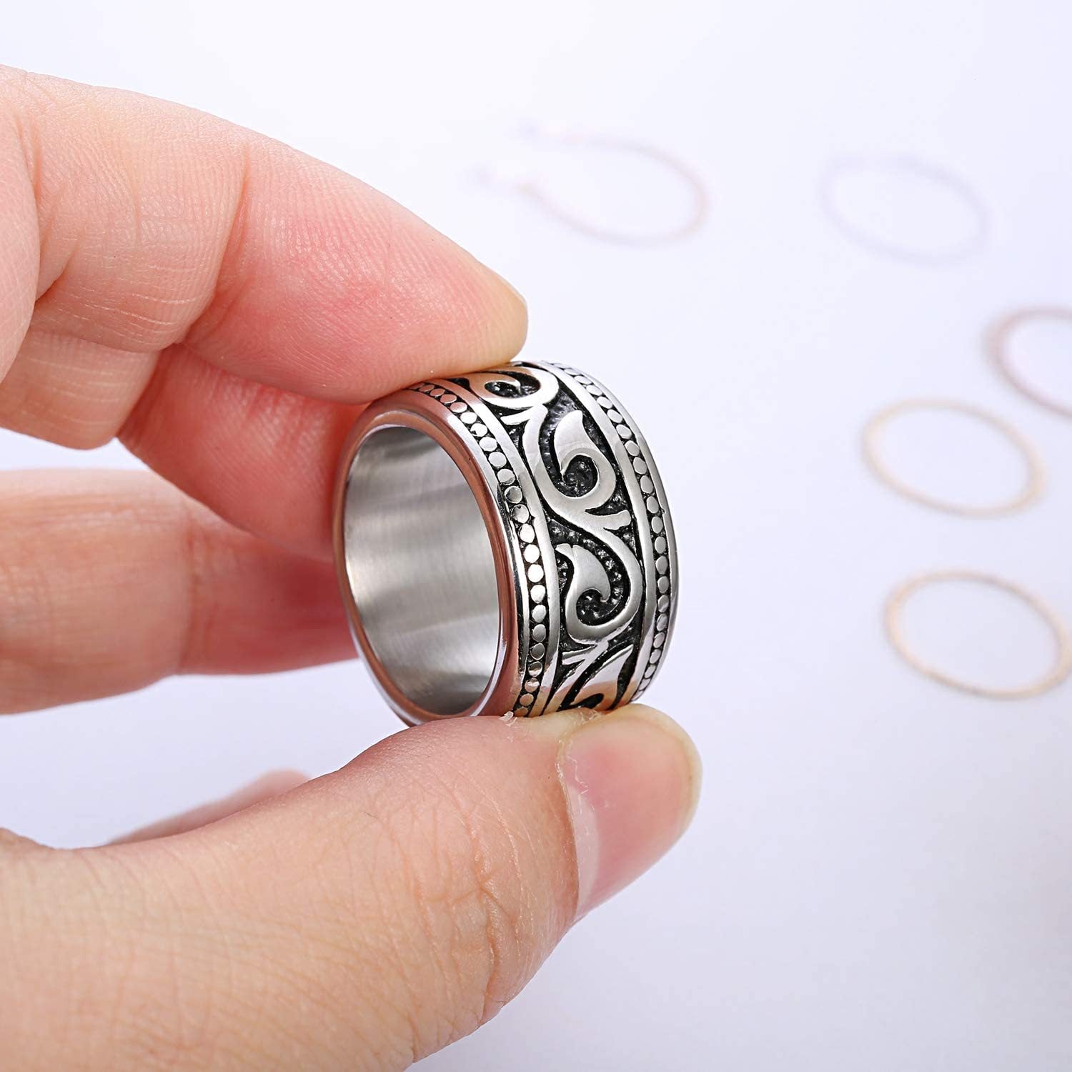 Men's Titanium Steel Personality Totem Wide Ring