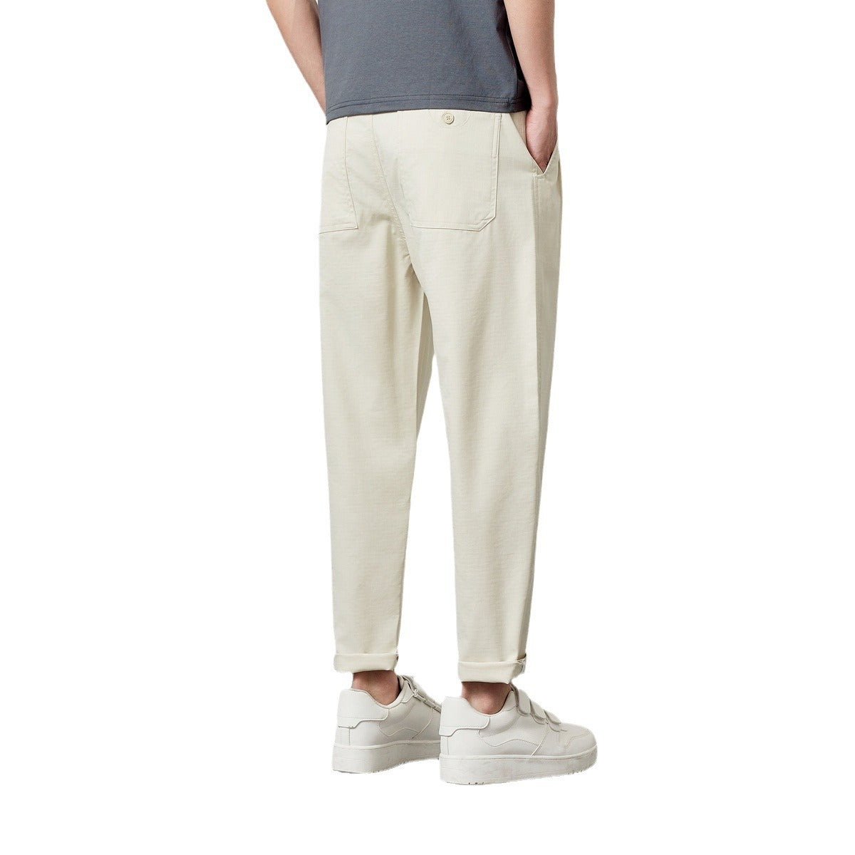 Simple Lyocell Tencel Casual Pants Men's Drawstring Pencil Pants