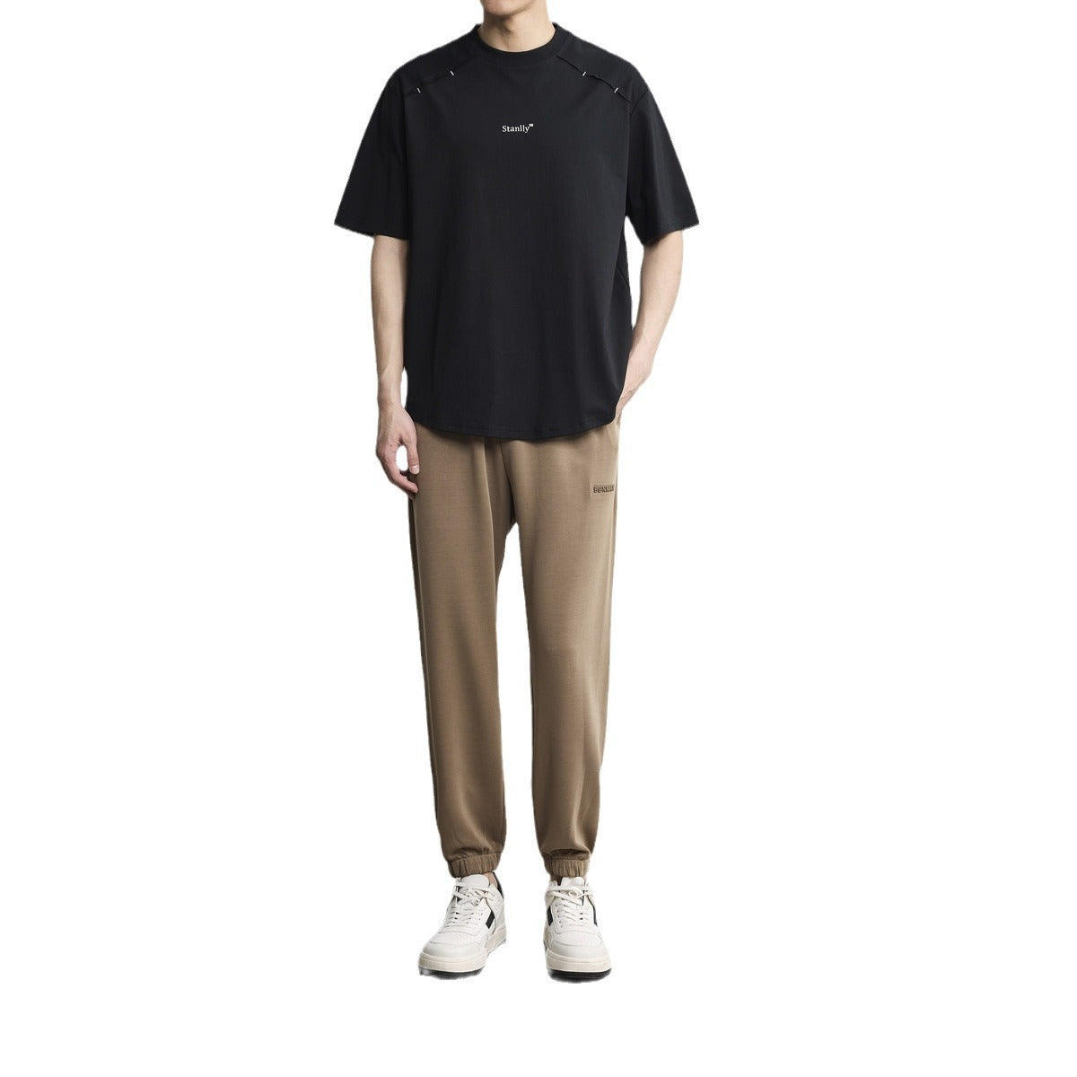 Simple Letter Embroidered Crew Neck T-shirt Fashion Loose