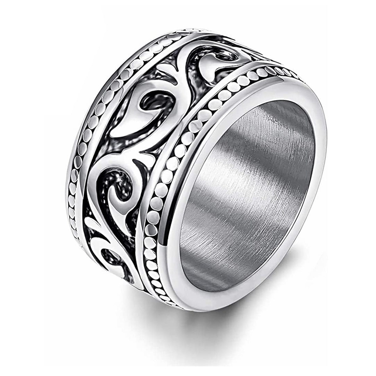 Men's Titanium Steel Personality Totem Wide Ring