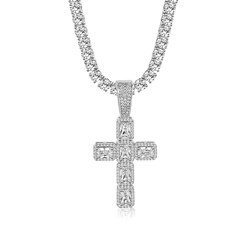 Rock Sugar Cross Pendant Large Zircon Necklace Hip Hop Cool Sale Wholesale