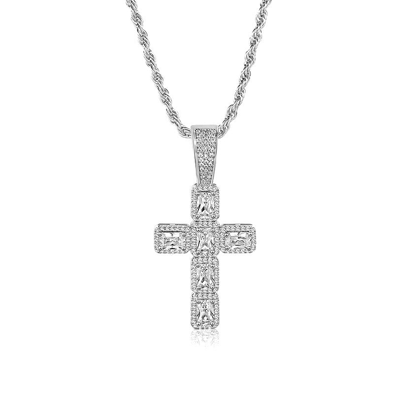 Rock Sugar Cross Pendant Large Zircon Necklace Hip Hop Cool Sale Wholesale