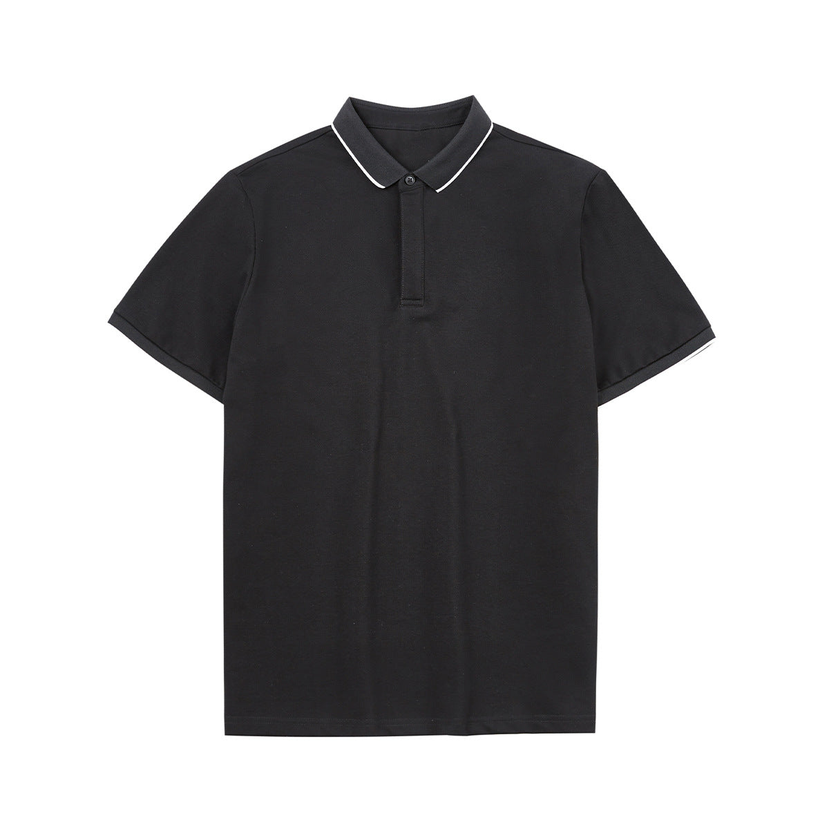 Simple Short-sleeved Polo Shirt Striped Contrast Color Lapels