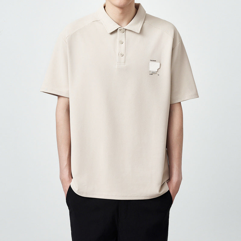 Waffle Texture Short-sleeved Polo Shirt 240g Men's Loose T-shirt