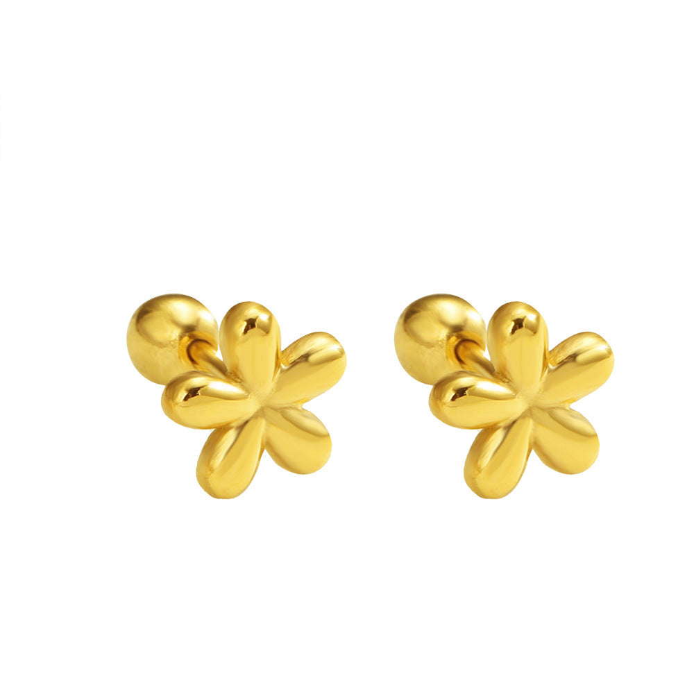 Mini Flowers Screw Anti-lost Ear Studs Special-interest Design