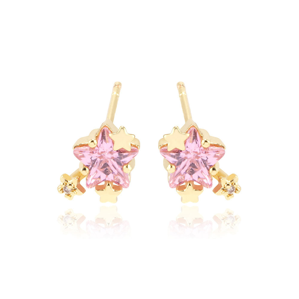 Creative XINGX Earrings Ins 18K Gold Zircon Cute Style Earrings