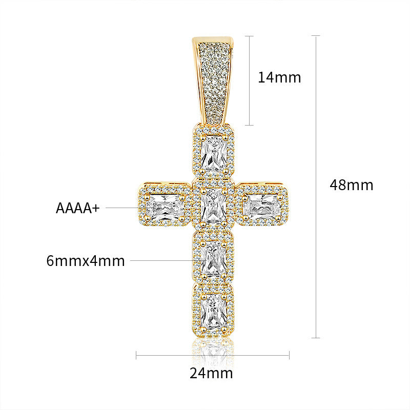Rock Sugar Cross Pendant Large Zircon Necklace Hip Hop Cool Sale Wholesale