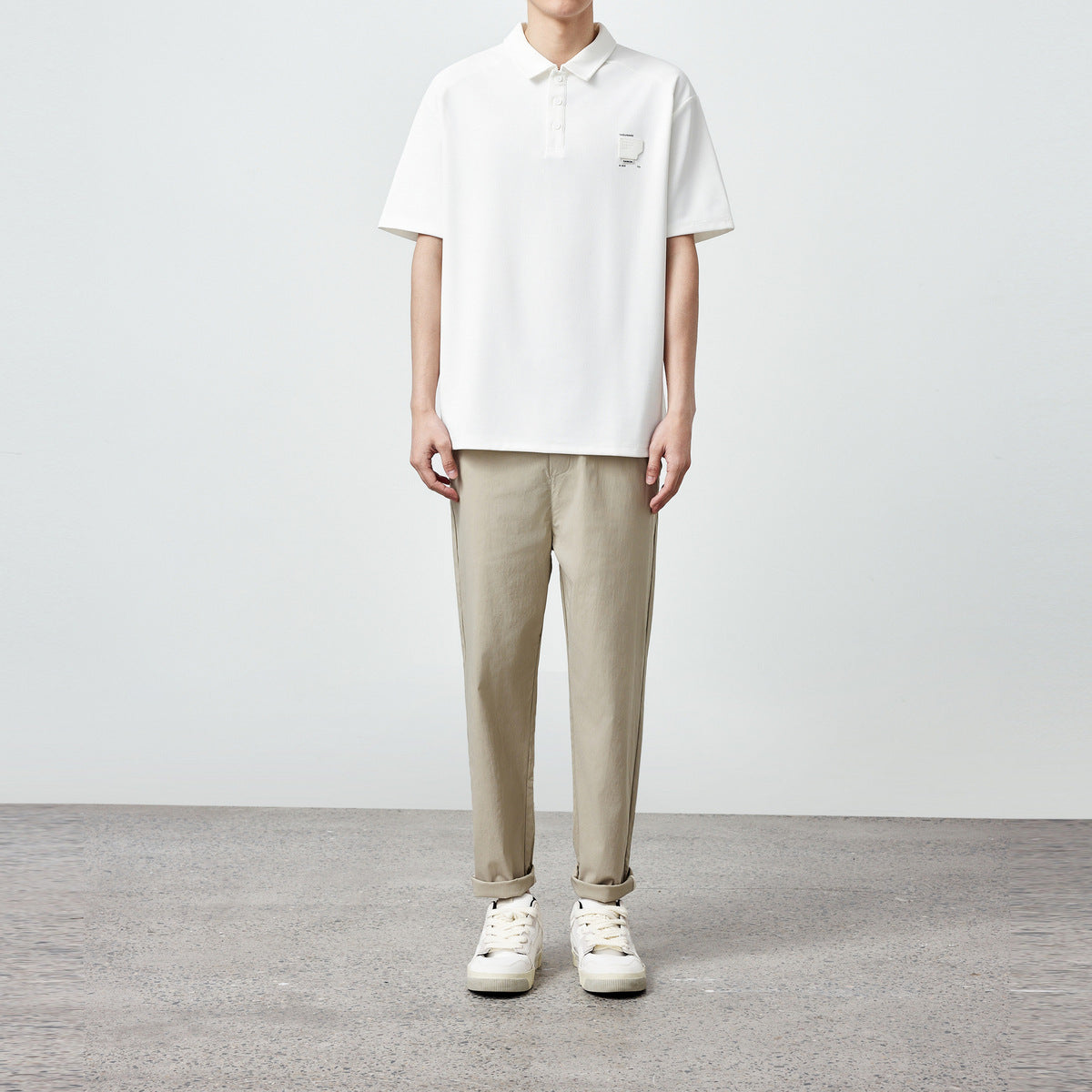 Waffle Texture Short-sleeved Polo Shirt 240g Men's Loose T-shirt