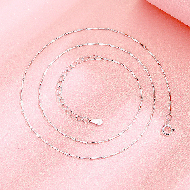 925 Silver Clavicle Chain Melon Seeds Ingot Snake Bone Starry Sky O-word Simple