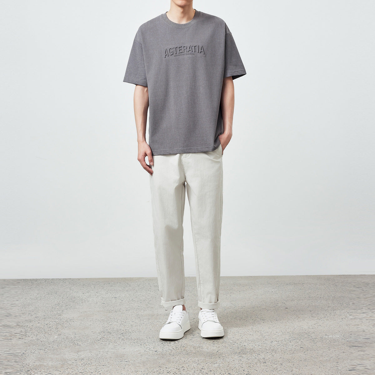 Three-dimensional Letter Print Short-sleeve T-shirt