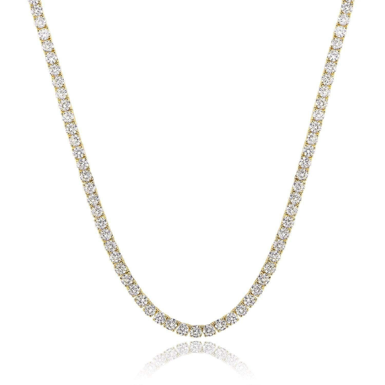 18K White Gold Plated 4 Claw Zircon Tennis Necklace Necklace Fashion
