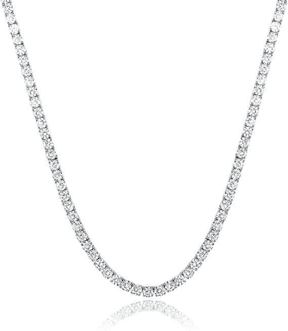 18K White Gold Plated 4 Claw Zircon Tennis Necklace Necklace Fashion