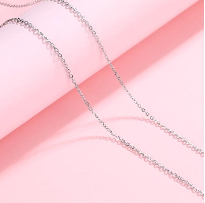Sterling Electroplated Platinum 18K Gold European Silver Necklace