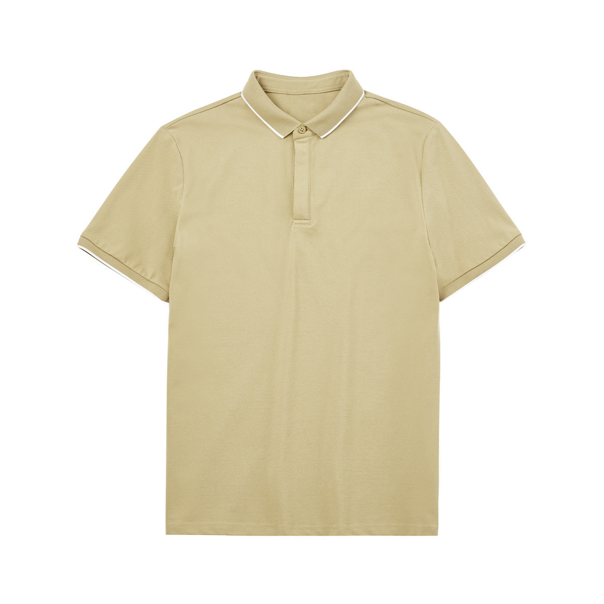 Simple Short-sleeved Polo Shirt Striped Contrast Color Lapels