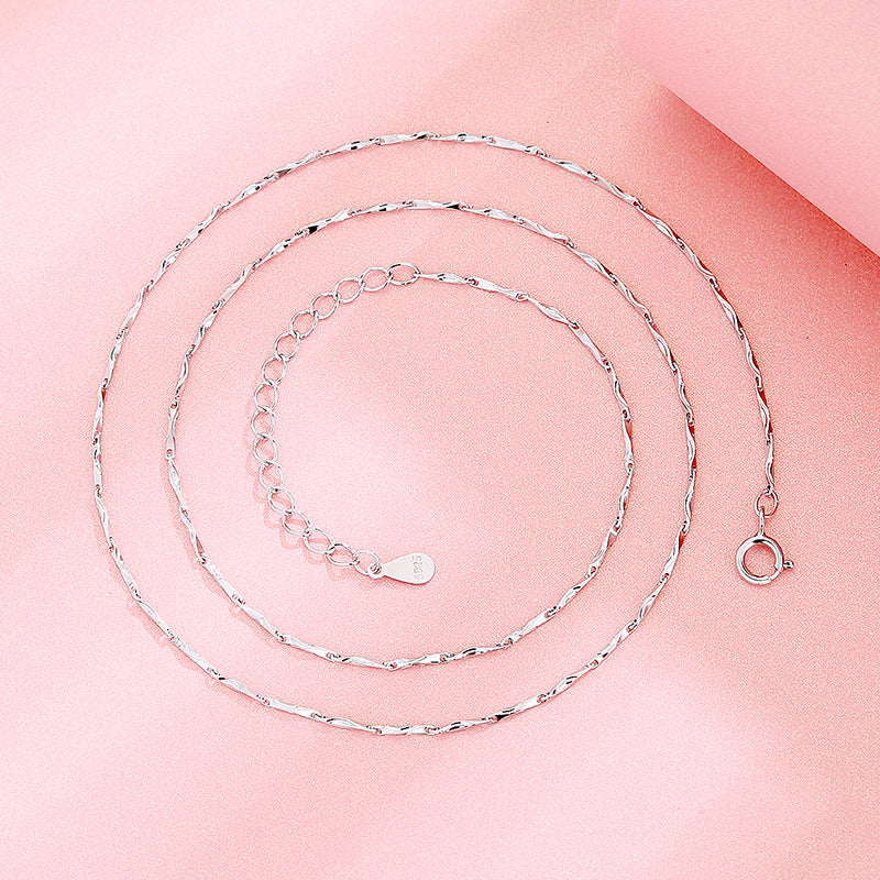 925 Silver Clavicle Chain Melon Seeds Ingot Snake Bone Starry Sky O-word Simple