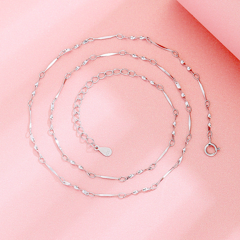 925 Silver Clavicle Chain Melon Seeds Ingot Snake Bone Starry Sky O-word Simple