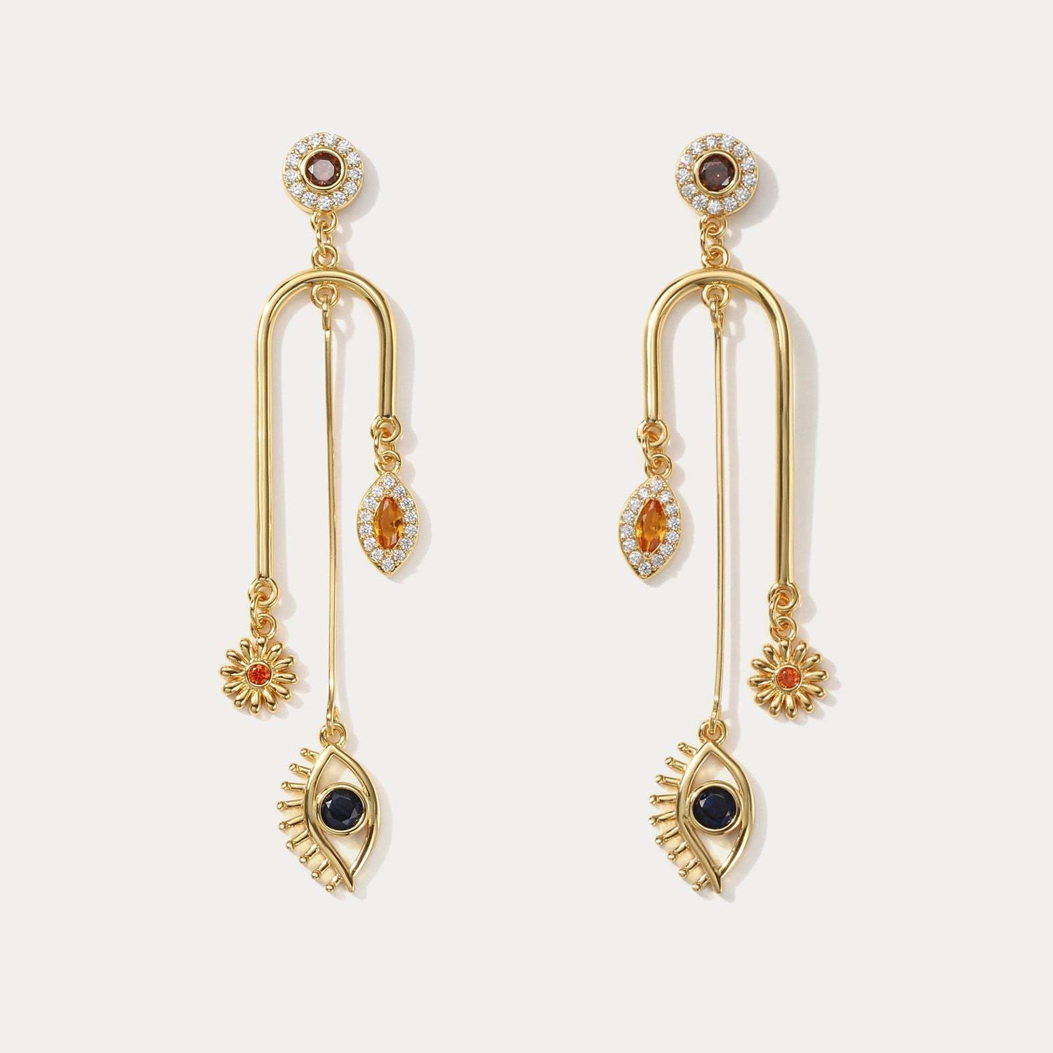 Fashion Devil's Eye Pendant Earrings Female Natural Stone