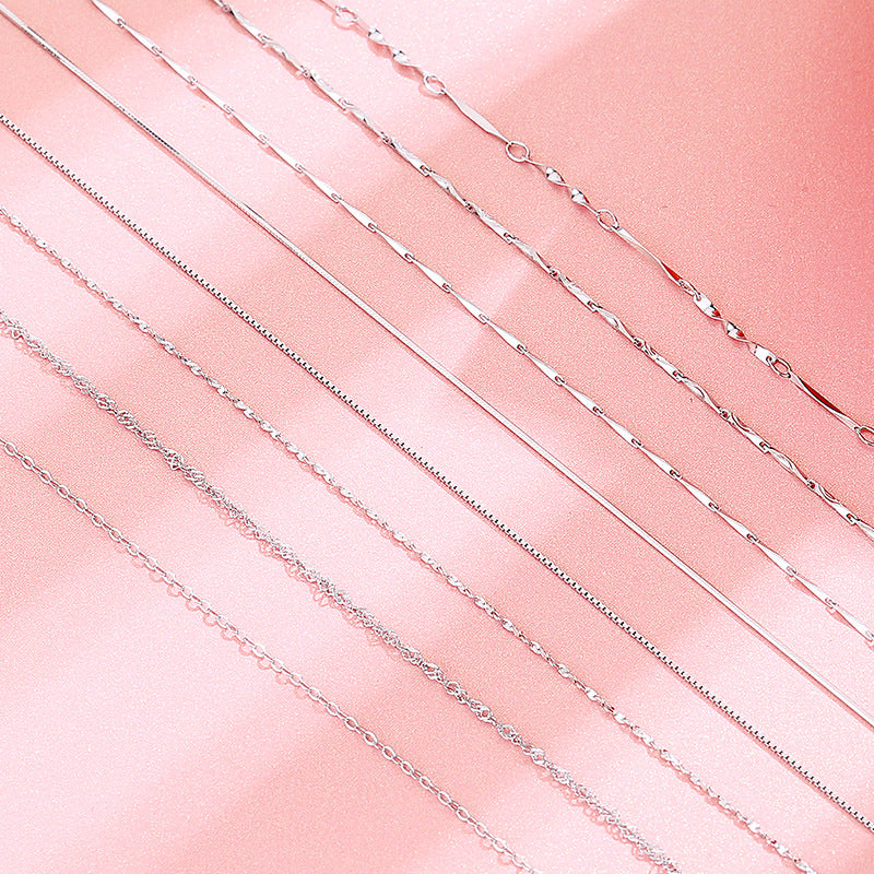 925 Silver Clavicle Chain Melon Seeds Ingot Snake Bone Starry Sky O-word Simple