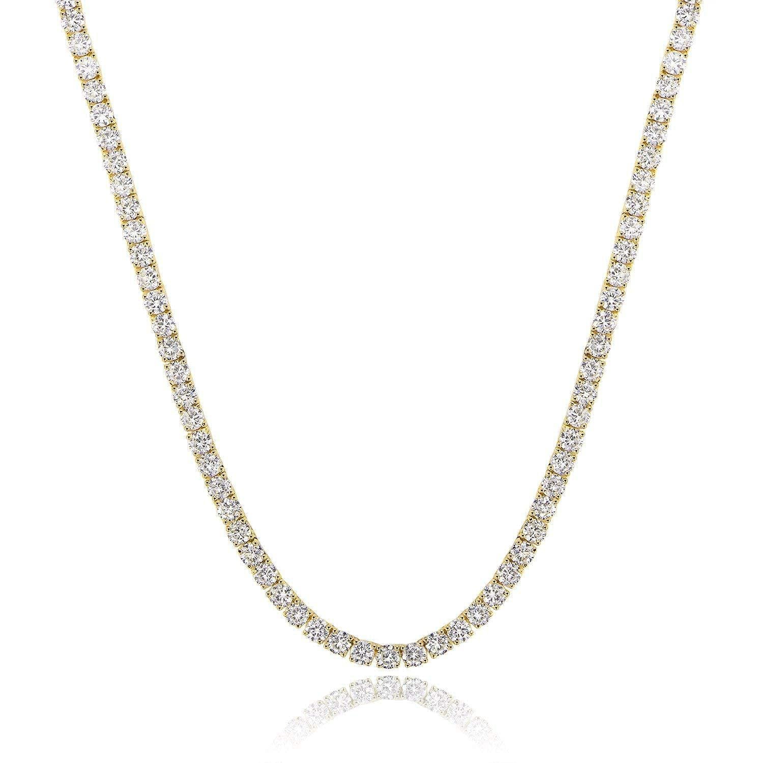 18K White Gold Plated 4 Claw Zircon Tennis Necklace Necklace Fashion