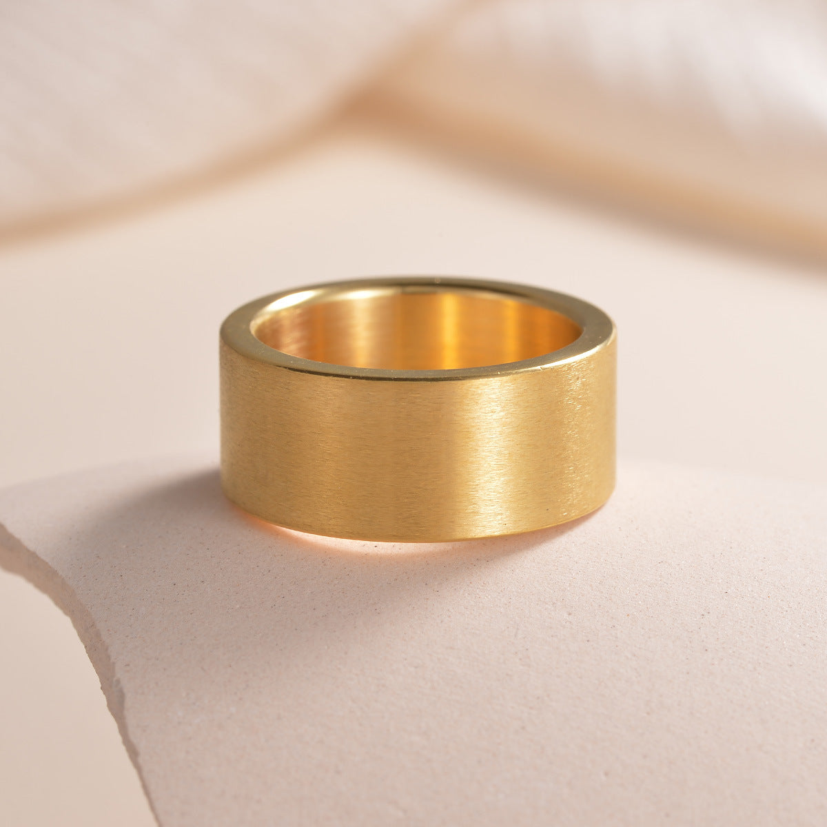 Simple Titanium Steel Big Ring Matte Distressed