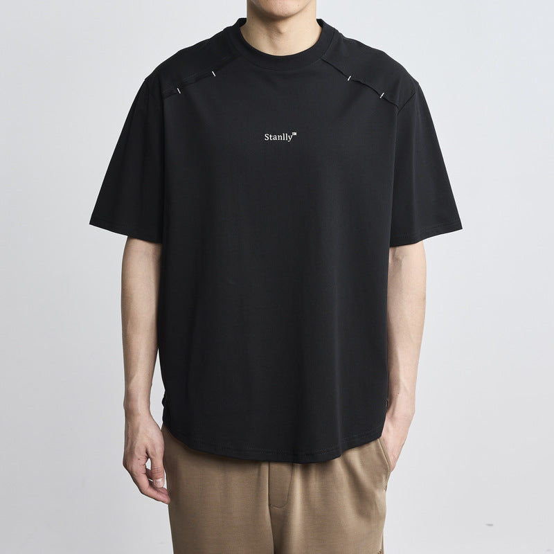 Simple Letter Embroidered Crew Neck T-shirt Fashion Loose