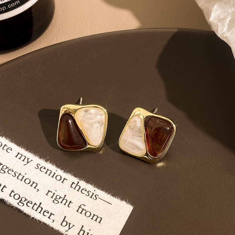 Women's High Sense Fashion Special-interest Brown Retro Stud Earrings