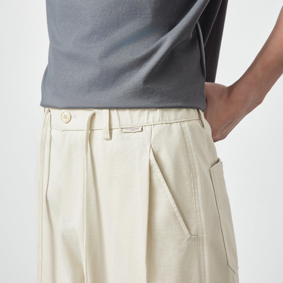 Simple Lyocell Tencel Casual Pants Men's Drawstring Pencil Pants