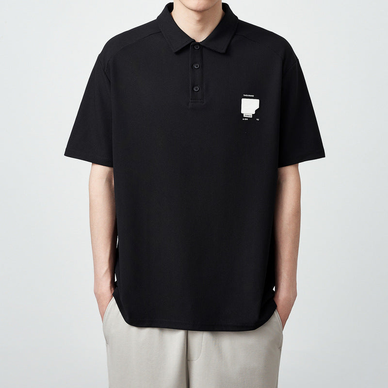 Waffle Texture Short-sleeved Polo Shirt 240g Men's Loose T-shirt