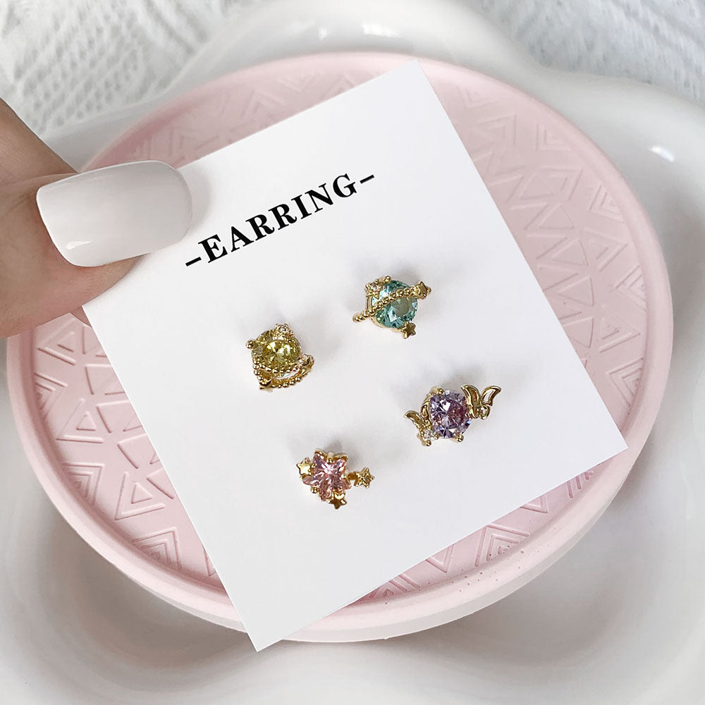 Creative XINGX Earrings Ins 18K Gold Zircon Cute Style Earrings