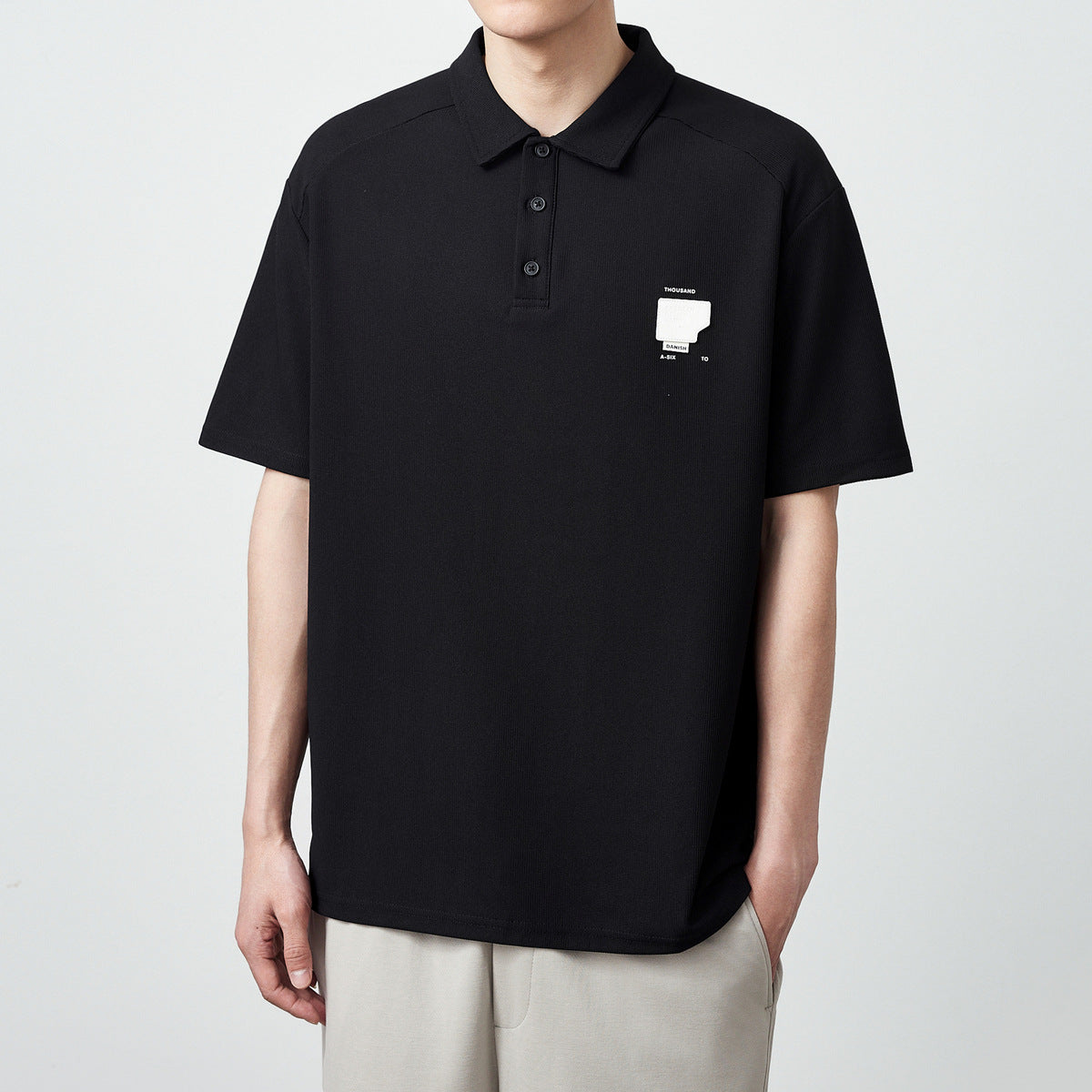 Waffle Texture Short-sleeved Polo Shirt 240g Men's Loose T-shirt